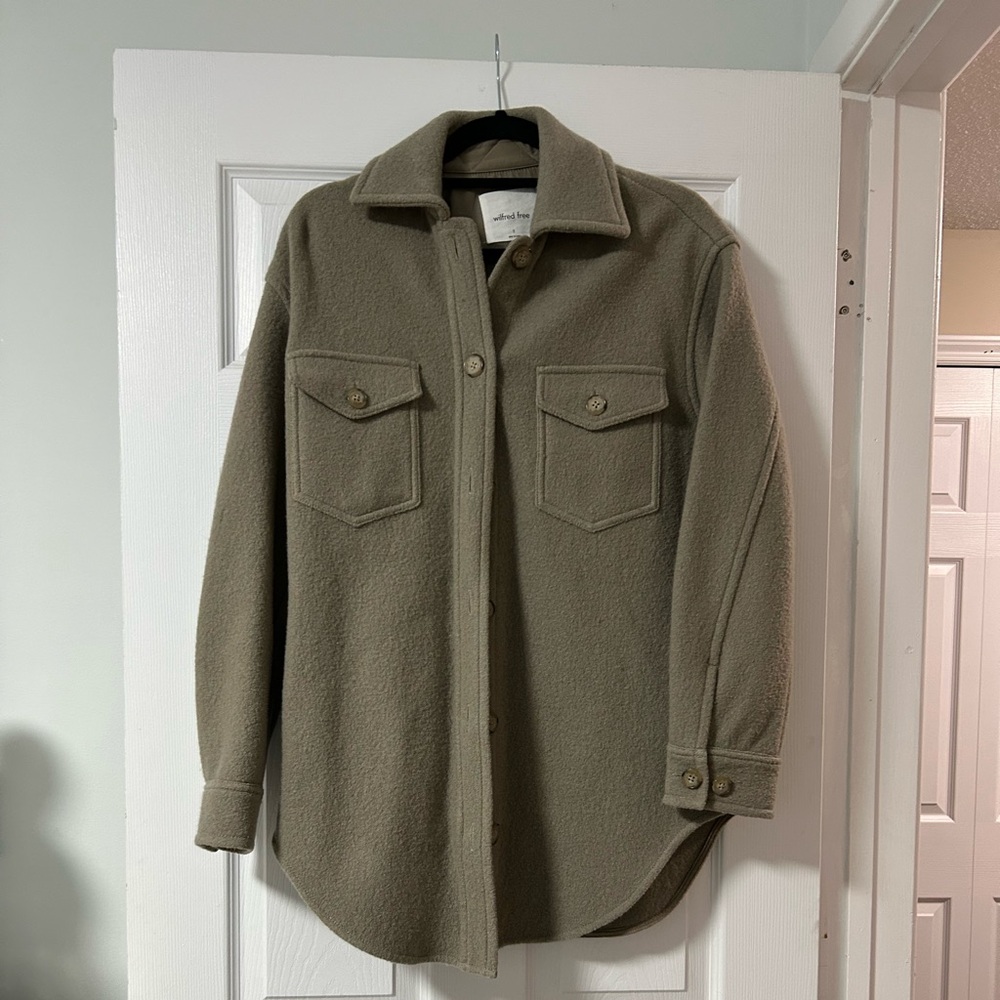 Wilfred Olive Green Fleece Shacket